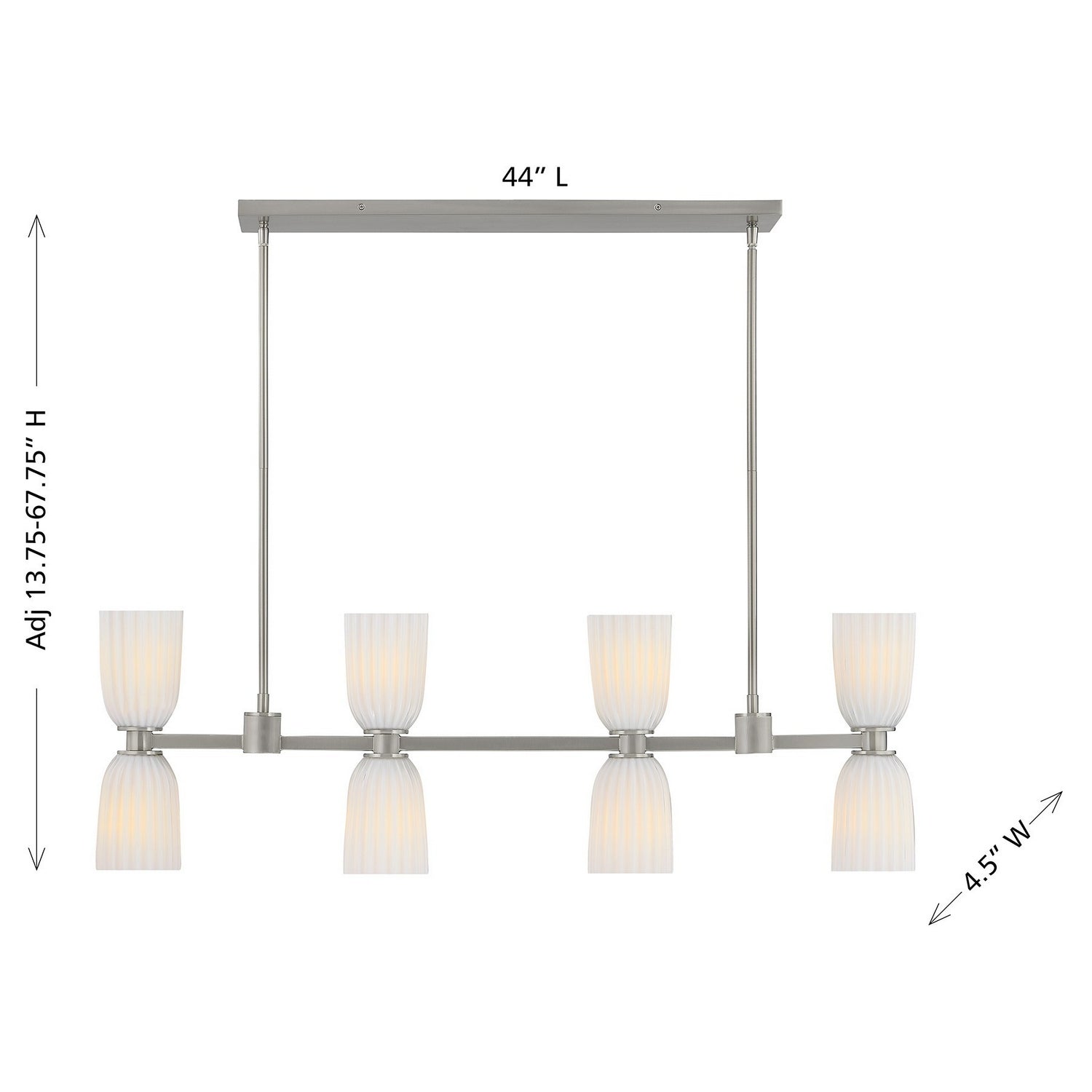 Savoy House - 1-1249-8-SN - Eight Light Linear Chandelier - Baldwin - Satin Nickel