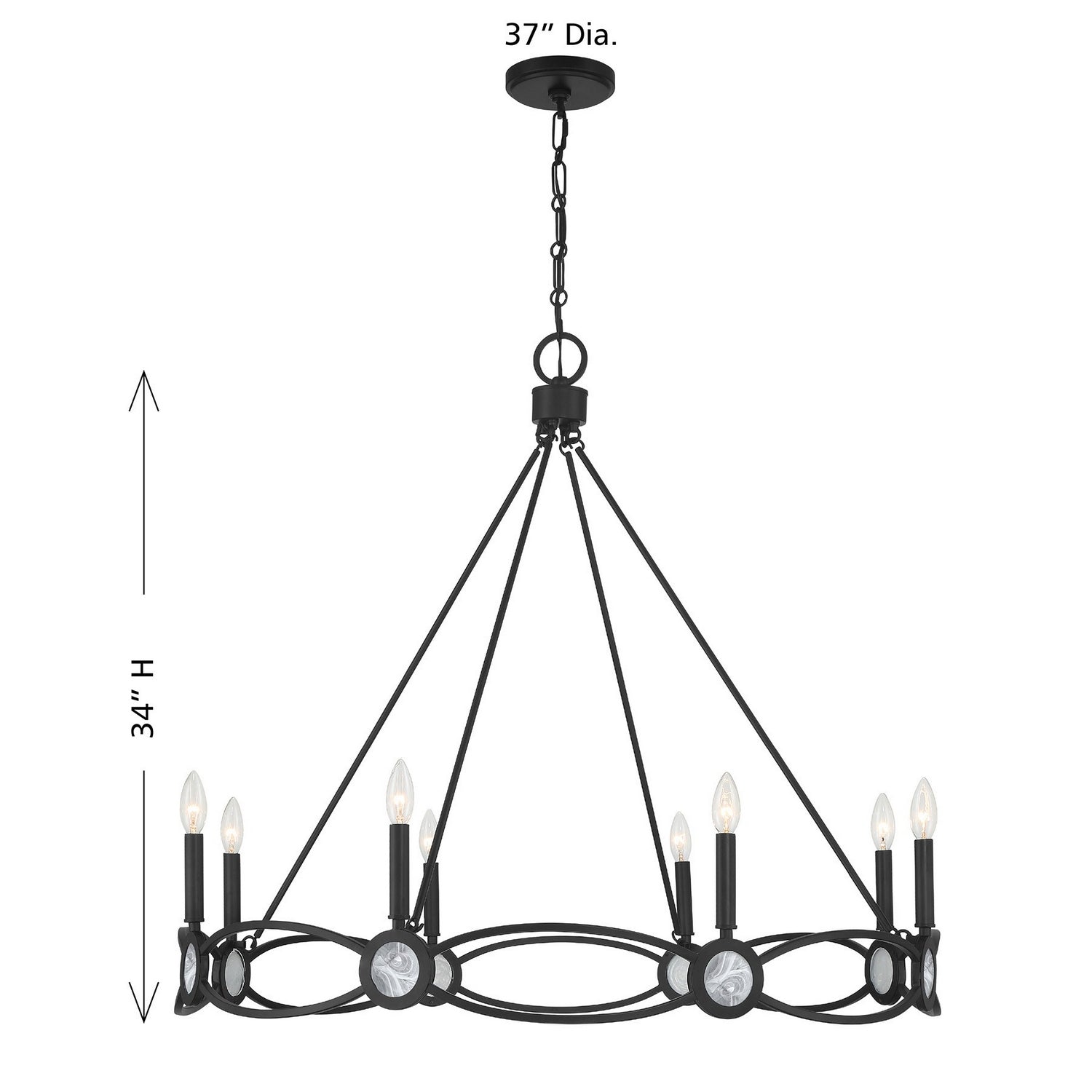 Savoy House - 1-4102-8-89 - Eight Light Chandelier - Minette - Matte Black