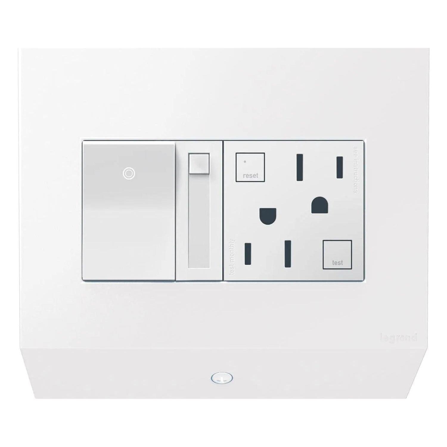 Legrand - adorne® Control Box with Paddle™ Dimmer and 15A GFCI Outlet - APCB6W2 - Canada Light Shop
