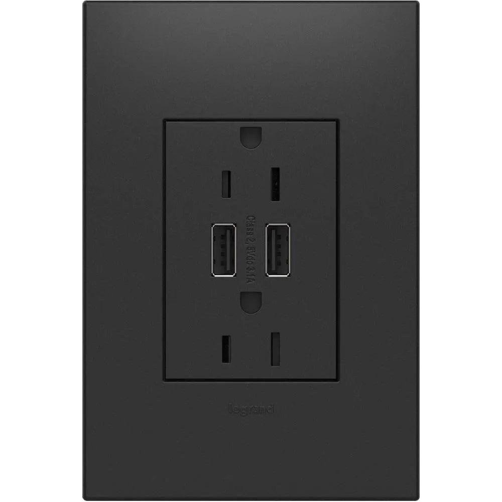 Legrand - adorne® Dual-USB Outlet with Wall Plate - ARTRUSB153G4WP - Canada Light Shop
