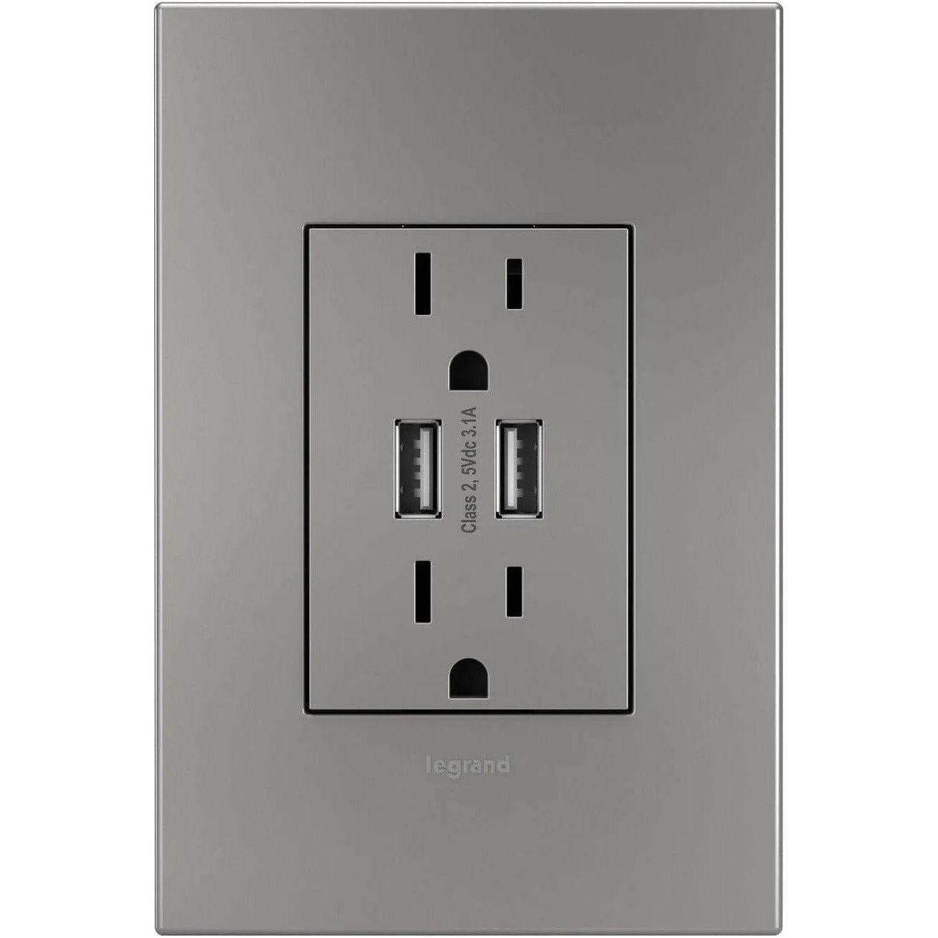 Legrand - adorne® Dual-USB Outlet with Wall Plate - ARTRUSB153M4WP - Canada Light Shop
