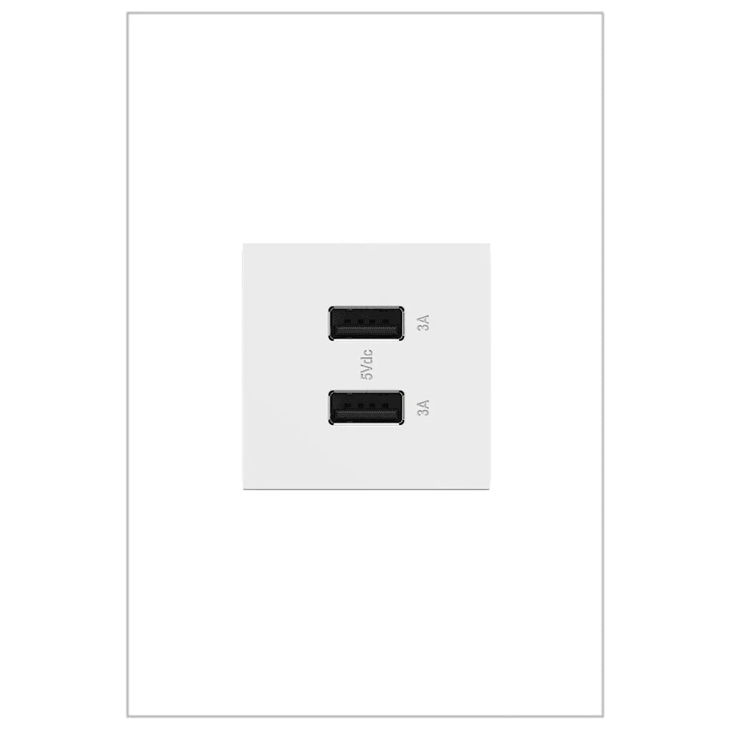 Legrand - adorne® Ultra-Fast USB Type A/A Outlet - ARUSB2AA6W4 - Canada Light Shop
