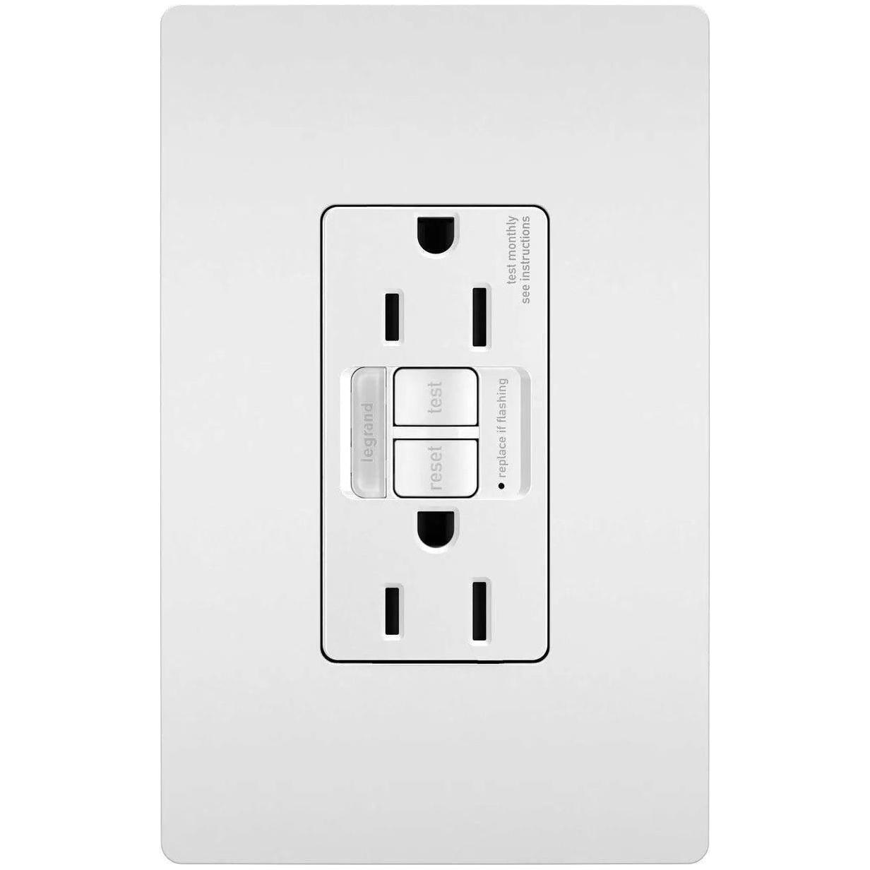 Legrand Radiant - radiant® 15A Tamper Resistant Self Test GFCI Outlet with Night Light - 1597NTLTRW - Canada Light Shop