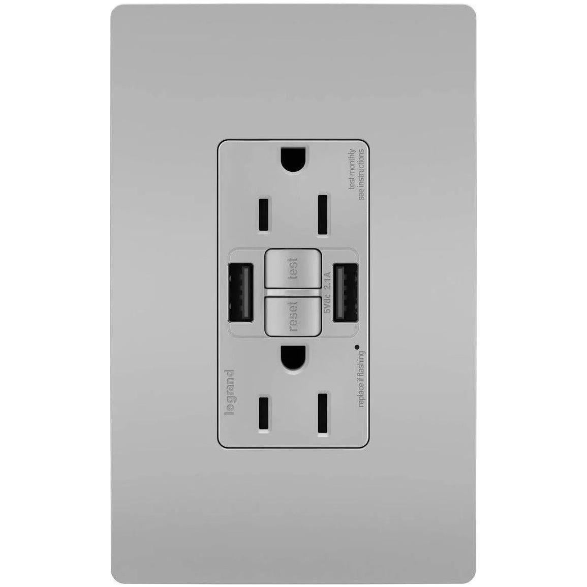 Legrand Radiant - radiant® 15A Tamper Resistant Self Test GFCI USB Type AA Outlet - 1597TRUSBAAGC4 - Canada Light Shop
