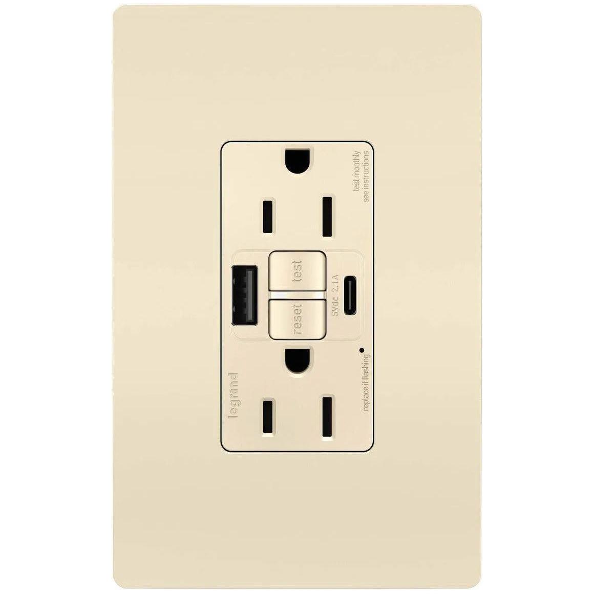 Legrand Radiant - radiant® 15A Tamper Resistant Self Test GFCI USB Type AC Outlet - 1597TRUSBACLA - Canada Light Shop