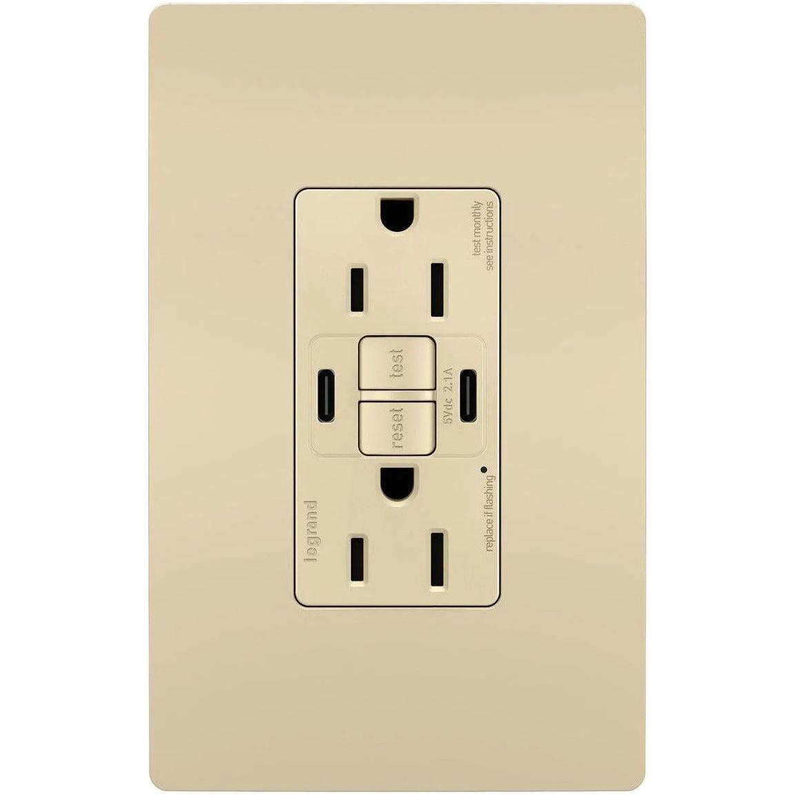 Legrand Radiant - radiant® 15A Tamper Resistant Self Test GFCI USB Type CC Outlet - 1597TRUSBCCI - Canada Light Shop
