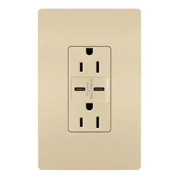 Legrand Radiant - radiant® 15A Tamper Resistant Ultra Fast USB Type C/C Outlet - R26USBCC6I - Canada Light Shop