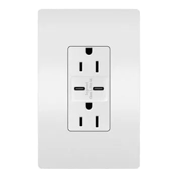 Legrand Radiant - radiant® 15A Tamper Resistant Ultra Fast USB Type C/C Outlet - R26USBCC6W - Canada Light Shop