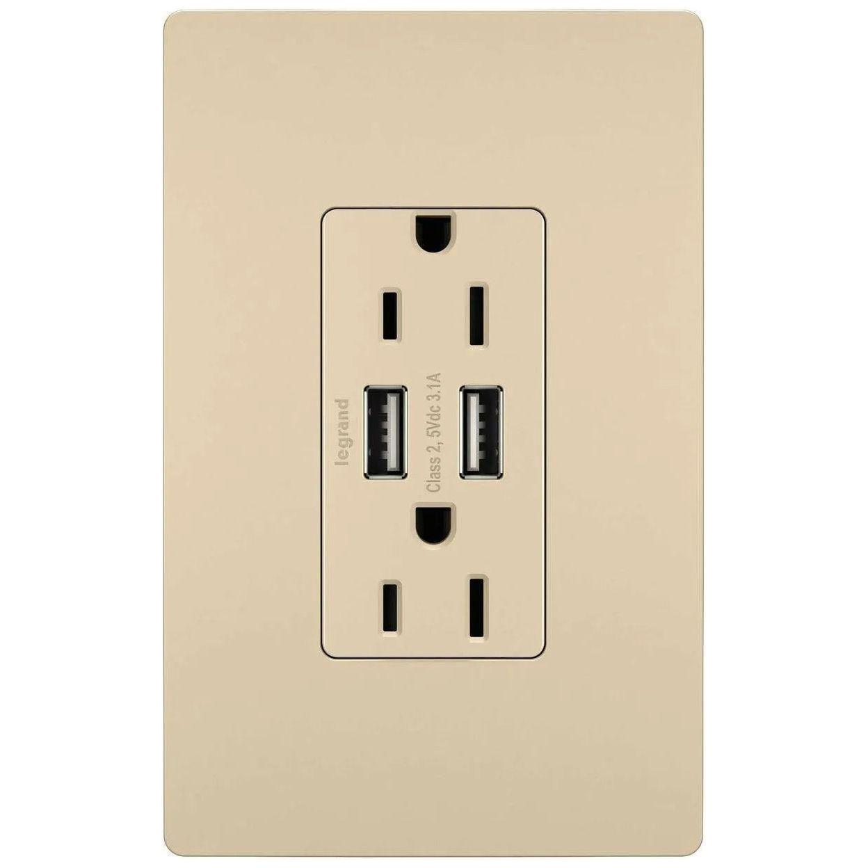 Legrand Radiant - radiant® 15A Tamper Resistant USB Outlet - TM826USBI - Canada Light Shop