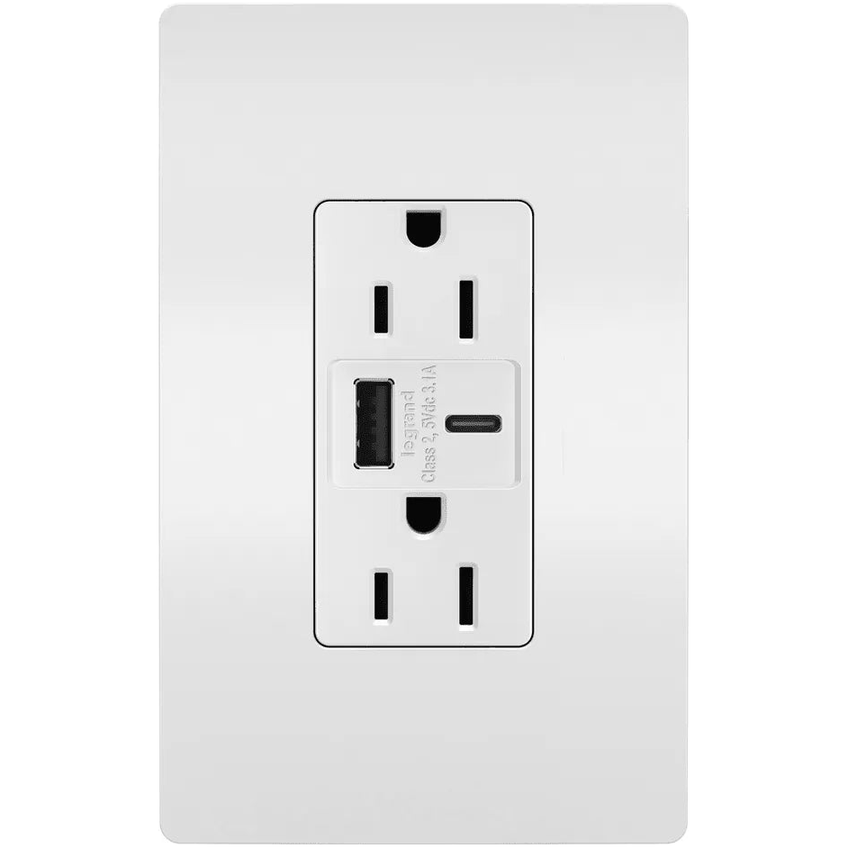Legrand Radiant - radiant® 15A Tamper Resistant USB Type A/C Outlet - R26USBACW - Canada Light Shop