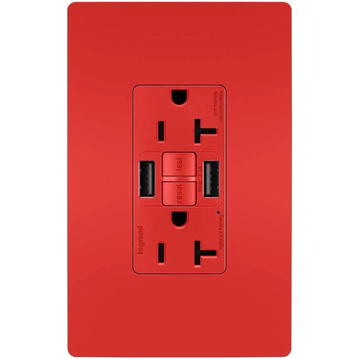 Legrand Radiant - radiant® 20A Tamper Resistant Self Test GFCI USB Type A/A Outlet - 2097TRUSBAARED - Canada Light Shop