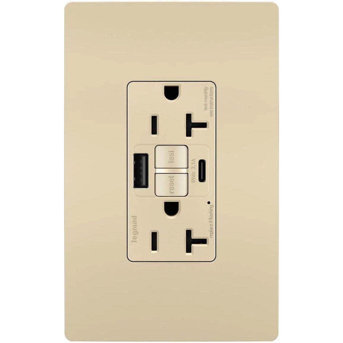 Legrand Radiant - radiant® 20A Tamper Resistant Self Test GFCI USB Type A/C Outlet - 2097TRUSBACI - Canada Light Shop