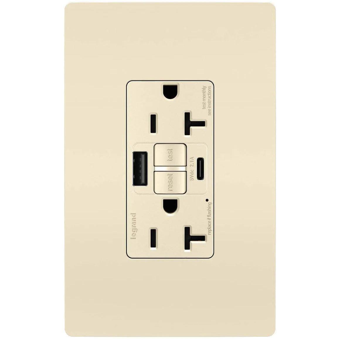 Legrand Radiant - radiant® 20A Tamper Resistant Self Test GFCI USB Type A/C Outlet - 2097TRUSBACLA - Canada Light Shop