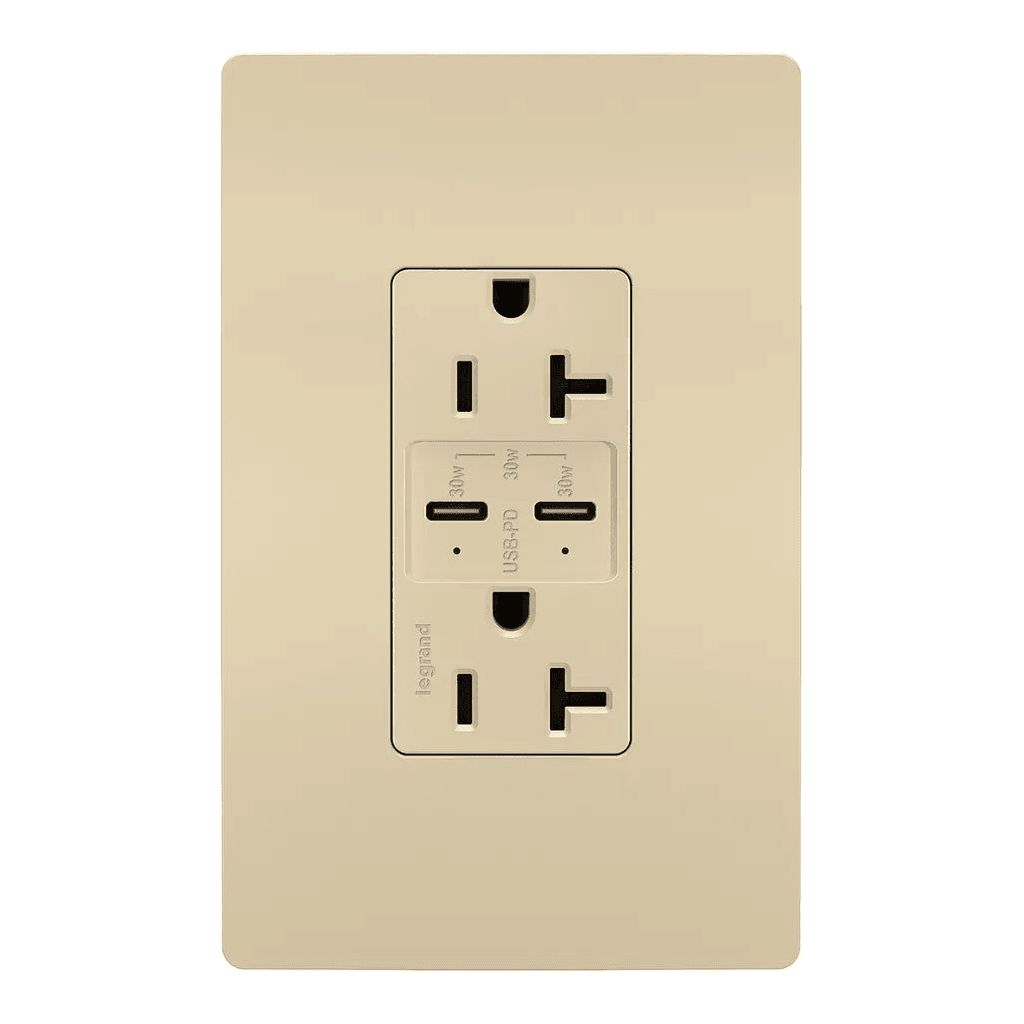 Legrand Radiant - radiant® 20A Tamper Resistant Ultra Fast PLUS Power Delivery USB Type C/C Outlet - TR20USBPDI - Canada Light Shop
