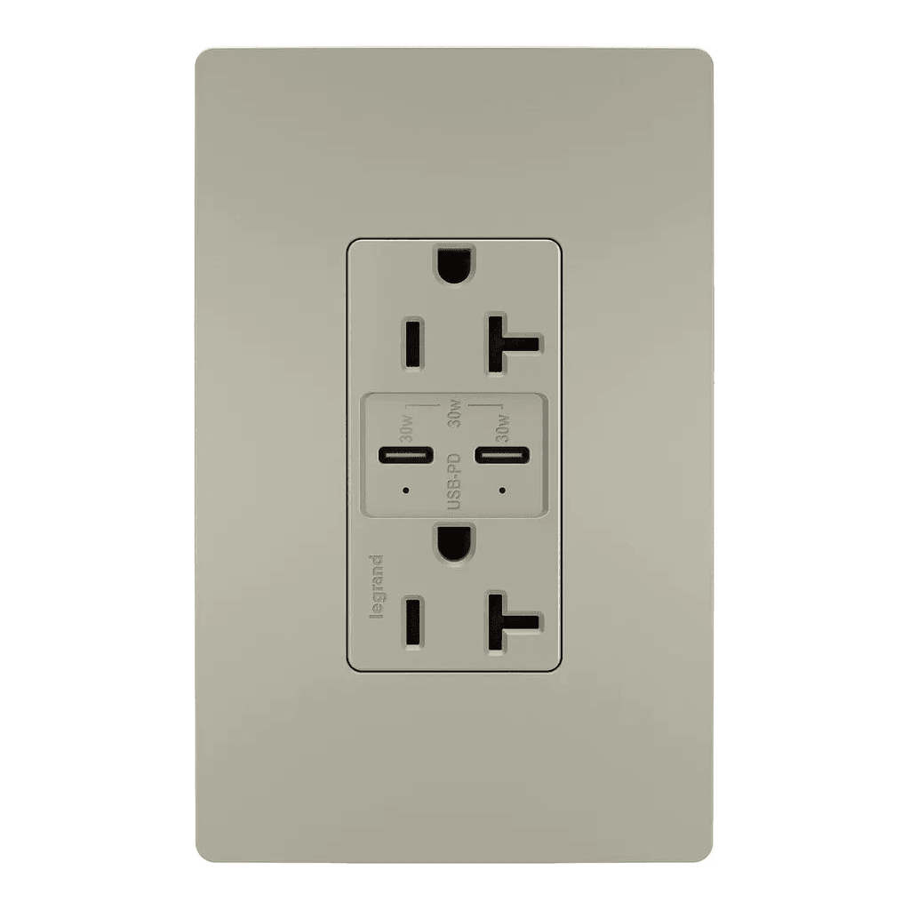 Legrand Radiant - radiant® 20A Tamper Resistant Ultra Fast PLUS Power Delivery USB Type C/C Outlet - TR20USBPDNI - Canada Light Shop