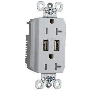 Legrand Radiant - Spec Grade USB Charger with Tamper Resistant 20A Duplex Receptacles - TR5362USBW - Canada Light Shop