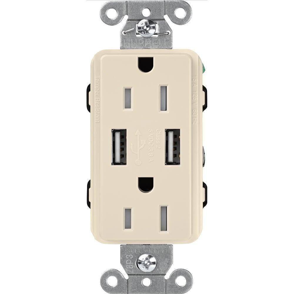 Lutron - Claro & Satin Colors 15A USB Tamper Resistance Receptacle - CAR-15-UBTR-LA - Canada Light Shop
