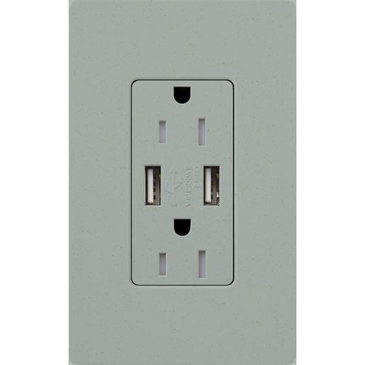 Lutron - Claro & Satin Colors 15A USB Tamper Resistance Receptacle - SCR-15-UBTR-BG - Canada Light Shop
