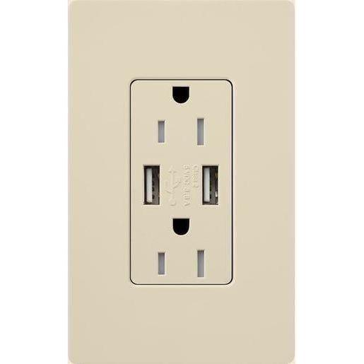 Lutron - Claro & Satin Colors 15A USB Tamper Resistance Receptacle - SCR-15-UBTR-ES - Canada Light Shop