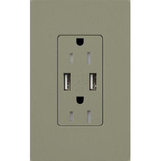 Lutron - Claro & Satin Colors 15A USB Tamper Resistance Receptacle - SCR-15-UBTR-GB - Canada Light Shop