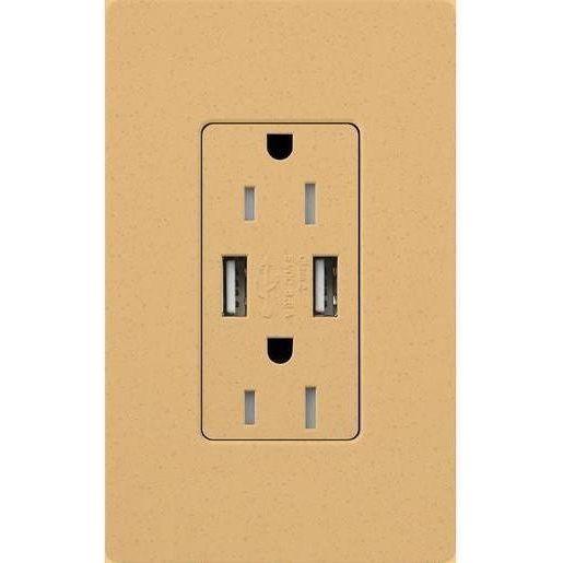 Lutron - Claro & Satin Colors 15A USB Tamper Resistance Receptacle - SCR-15-UBTR-GS - Canada Light Shop