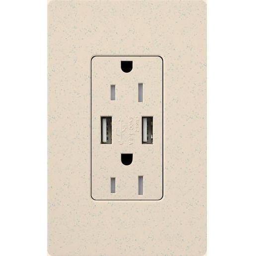 Lutron - Claro & Satin Colors 15A USB Tamper Resistance Receptacle - SCR-15-UBTR-LS - Canada Light Shop