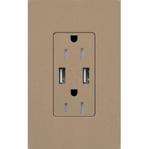 Lutron - Claro & Satin Colors 15A USB Tamper Resistance Receptacle - SCR-15-UBTR-MS - Canada Light Shop