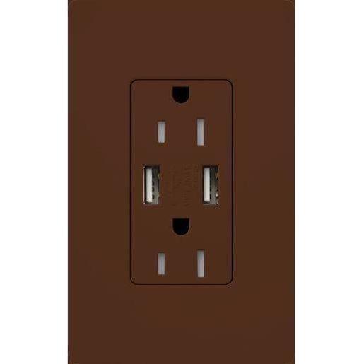 Lutron - Claro & Satin Colors 15A USB Tamper Resistance Receptacle - SCR-15-UBTR-SI - Canada Light Shop