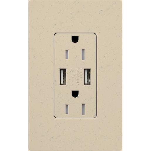 Lutron - Claro & Satin Colors 15A USB Tamper Resistance Receptacle - SCR-15-UBTR-ST - Canada Light Shop