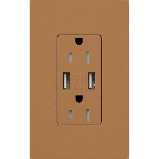 Lutron - Claro & Satin Colors 15A USB Tamper Resistance Receptacle - SCR-15-UBTR-TC - Canada Light Shop