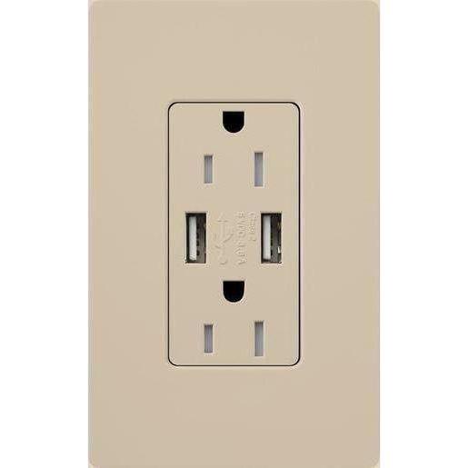 Lutron - Claro & Satin Colors 15A USB Tamper Resistance Receptacle - SCR-15-UBTR-TP - Canada Light Shop