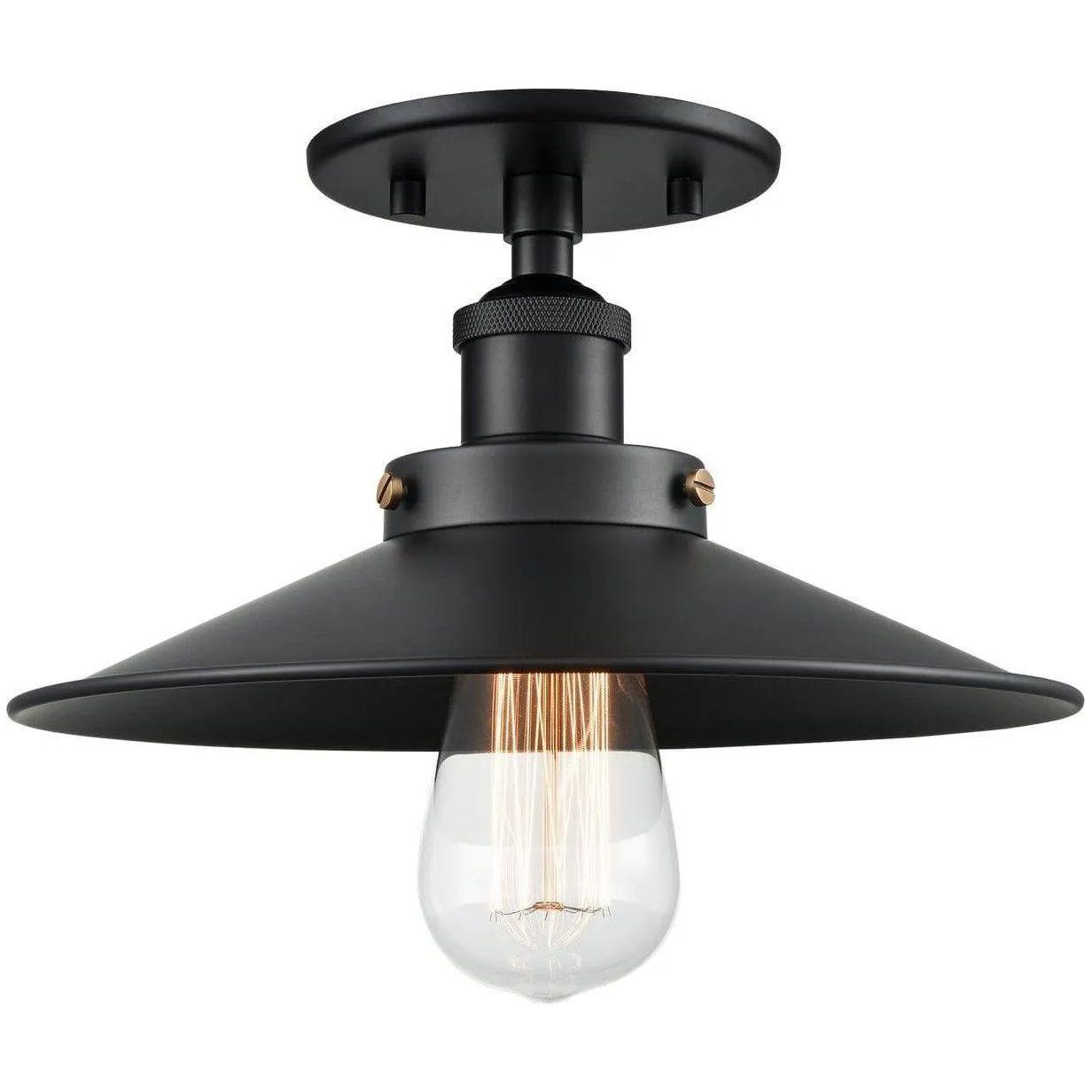 Matteo Lighting - Bulstrode's Workshop Metal Shade Flush Mount - X46111BKBK - Canada Light Shop