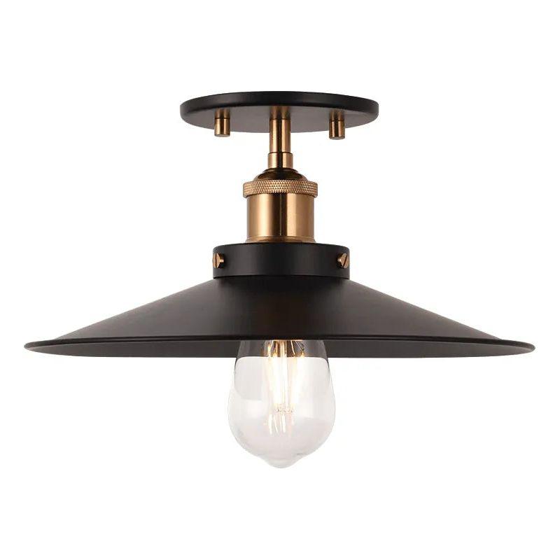Matteo Lighting - Bulstrode's Workshop Metal Shade Flush Mount - X46112AGBK - Canada Light Shop