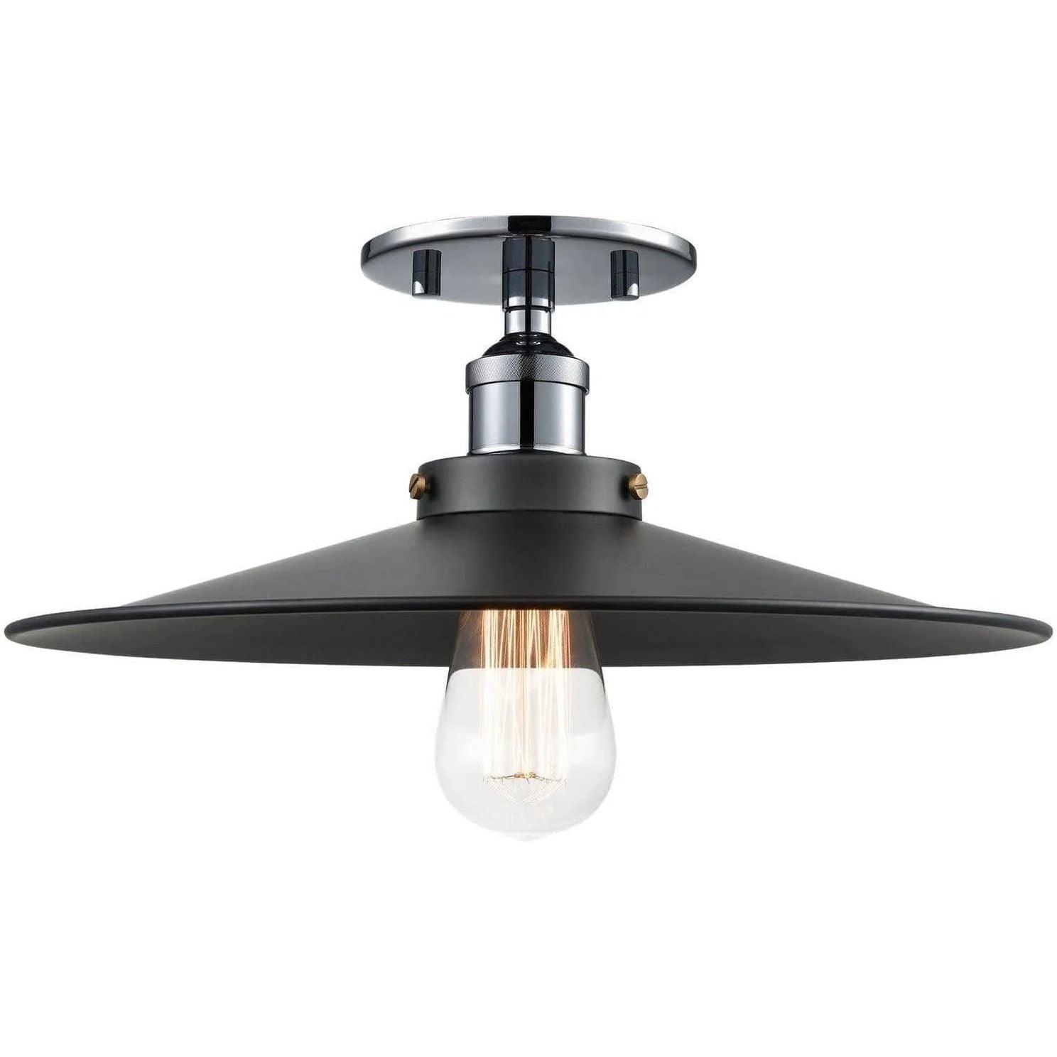 Matteo Lighting - Bulstrode's Workshop Metal Shade Flush Mount - X46113CHBK - Canada Light Shop