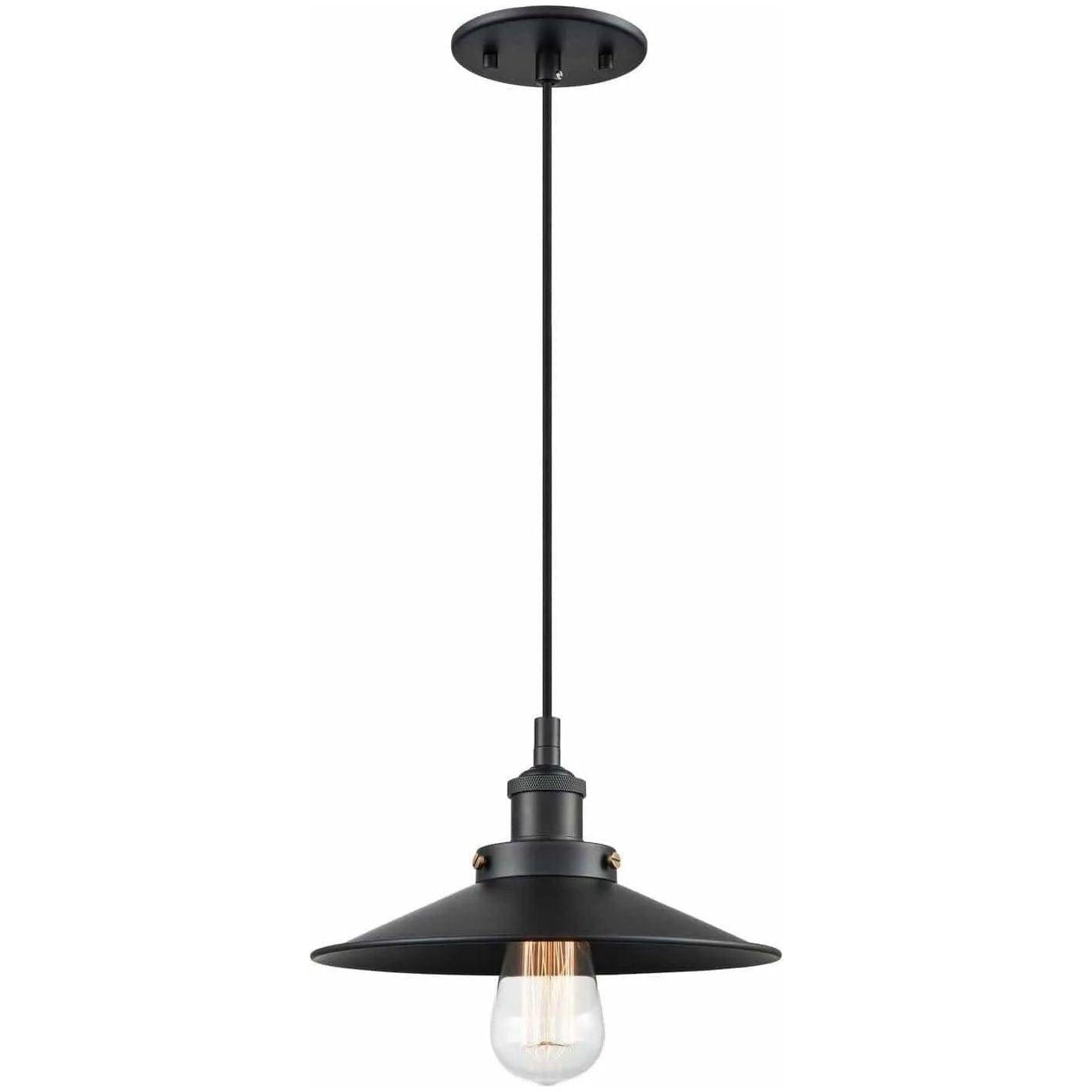 Matteo Lighting - Bulstrode's Workshop Metal Shade Pendant - C46111BKBK - Canada Light Shop