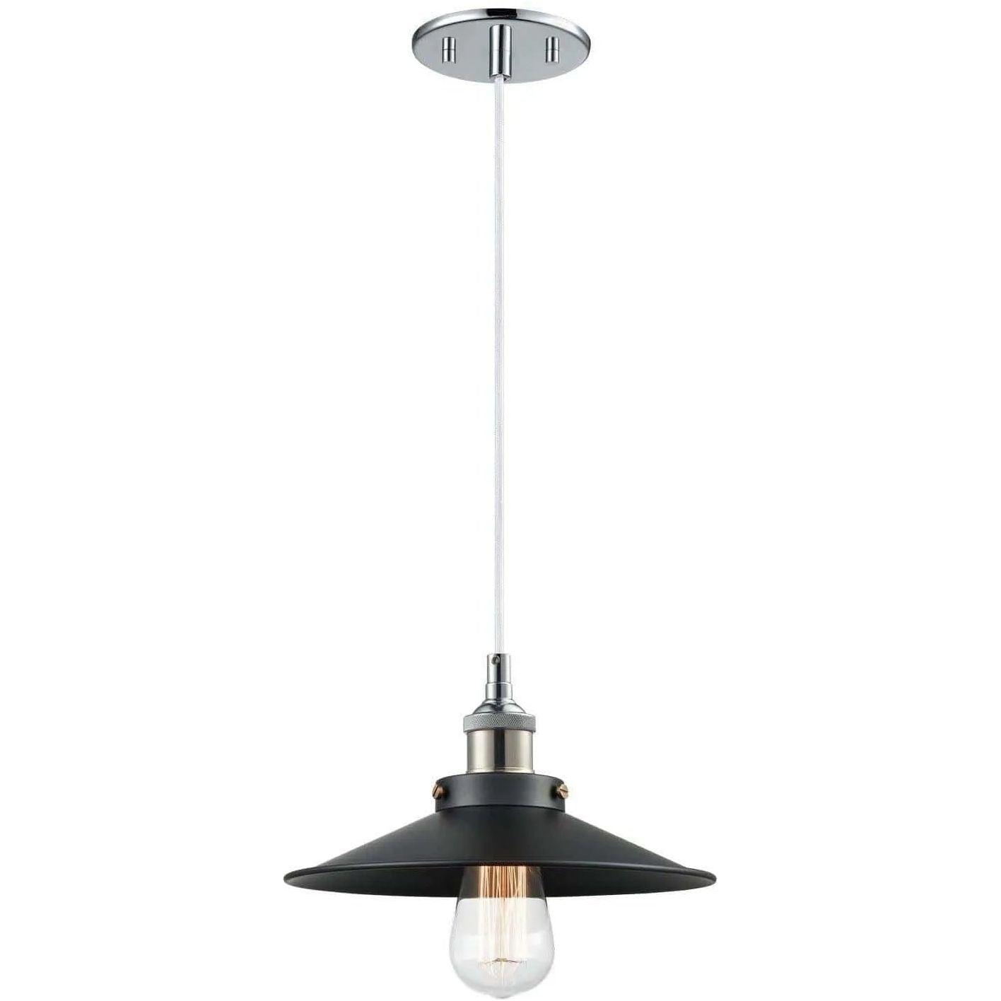 Matteo Lighting - Bulstrode's Workshop Metal Shade Pendant - C46111CHBK - Canada Light Shop