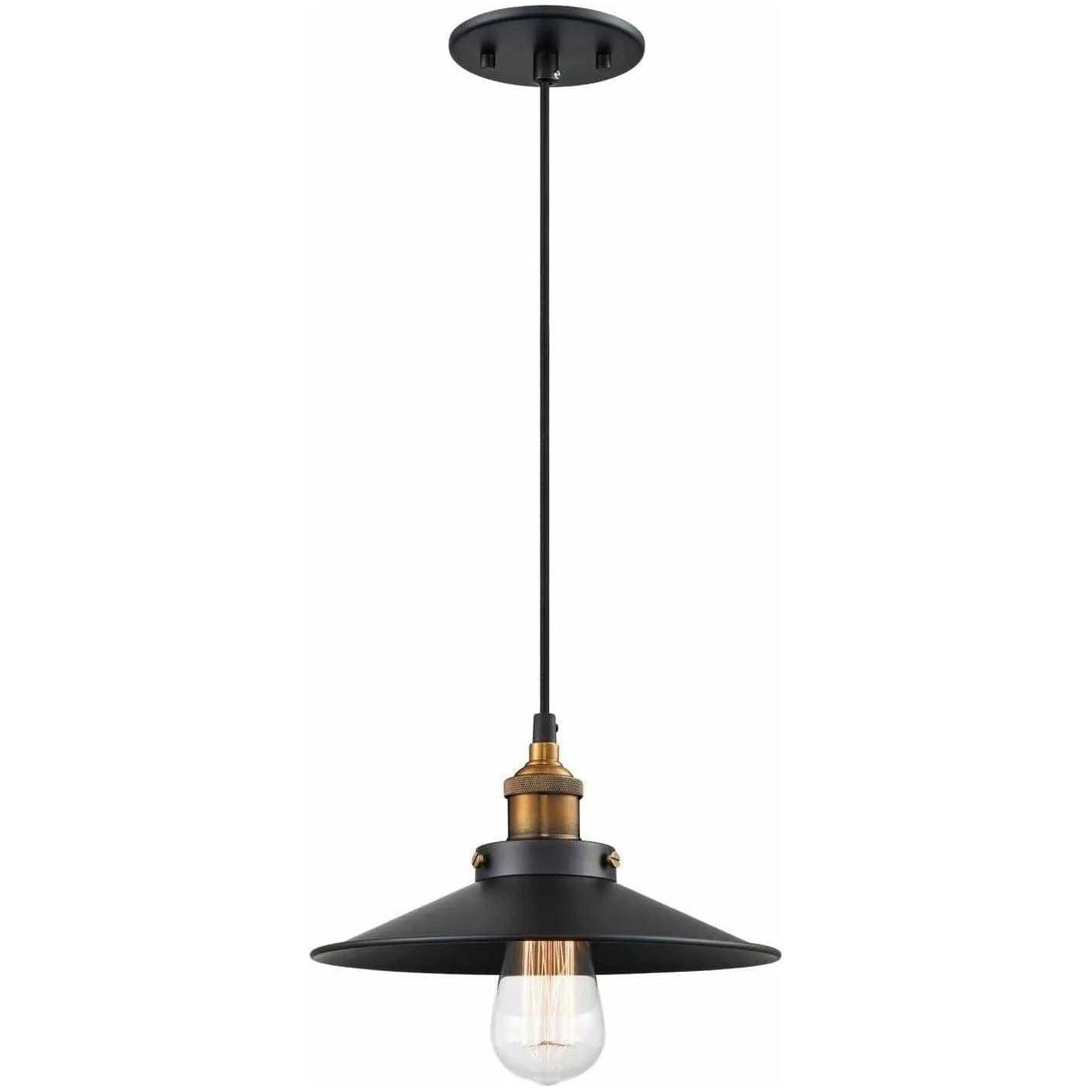 Matteo Lighting - Bulstrode's Workshop Metal Shade Pendant - C46111WGBK - Canada Light Shop