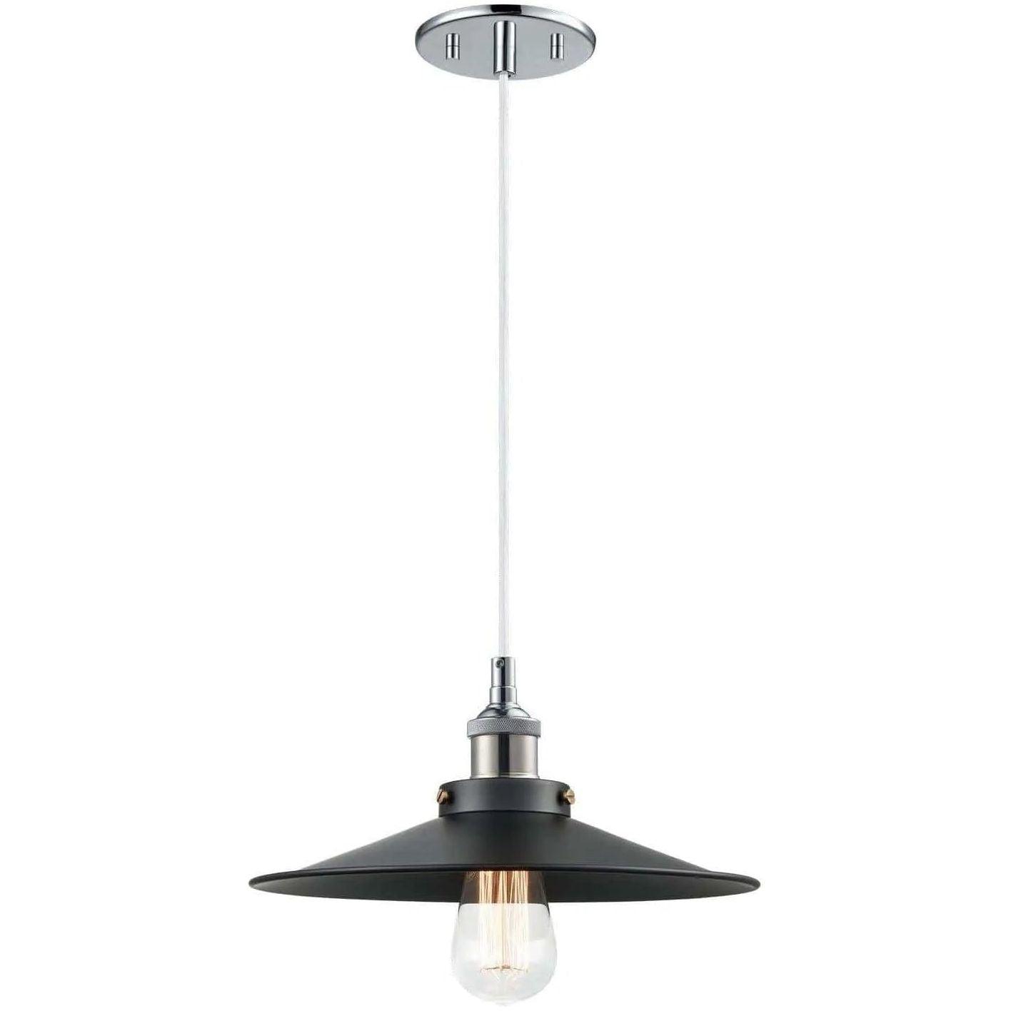 Matteo Lighting - Bulstrode's Workshop Metal Shade Pendant - C46112CHBK - Canada Light Shop