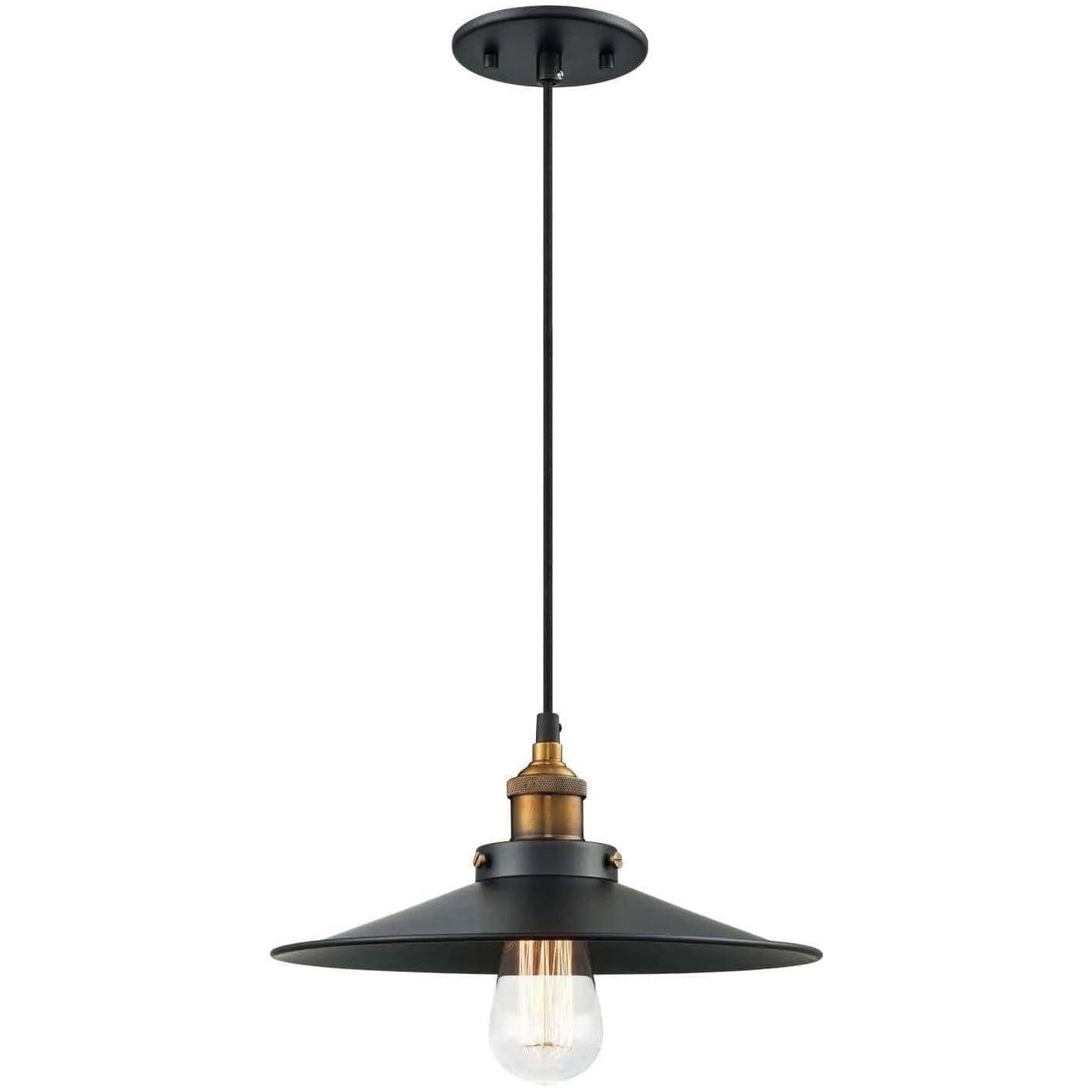 Matteo Lighting - Bulstrode's Workshop Metal Shade Pendant - C46112WGBK - Canada Light Shop