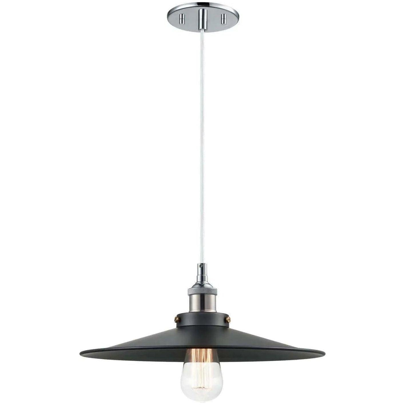 Matteo Lighting - Bulstrode's Workshop Metal Shade Pendant - C46113CHBK - Canada Light Shop