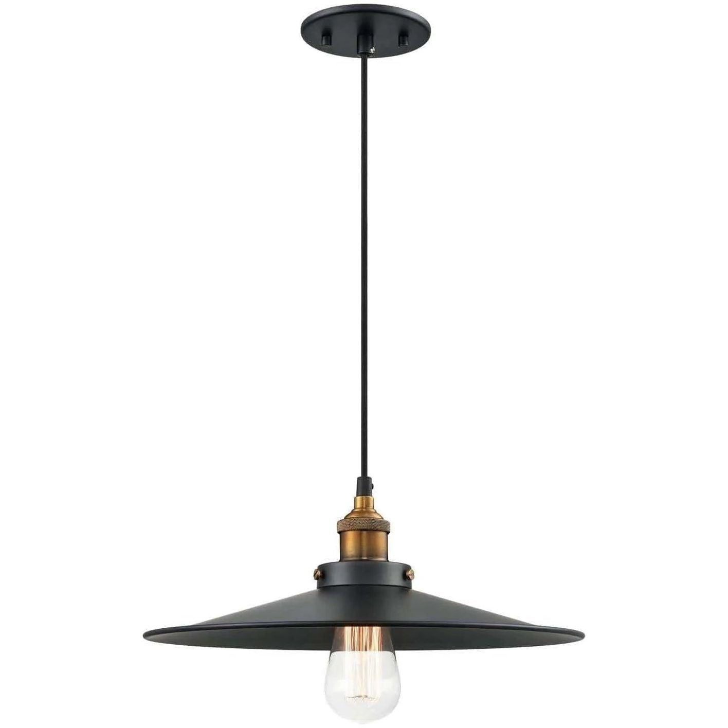 Matteo Lighting - Bulstrode's Workshop Metal Shade Pendant - C46113WGBK - Canada Light Shop