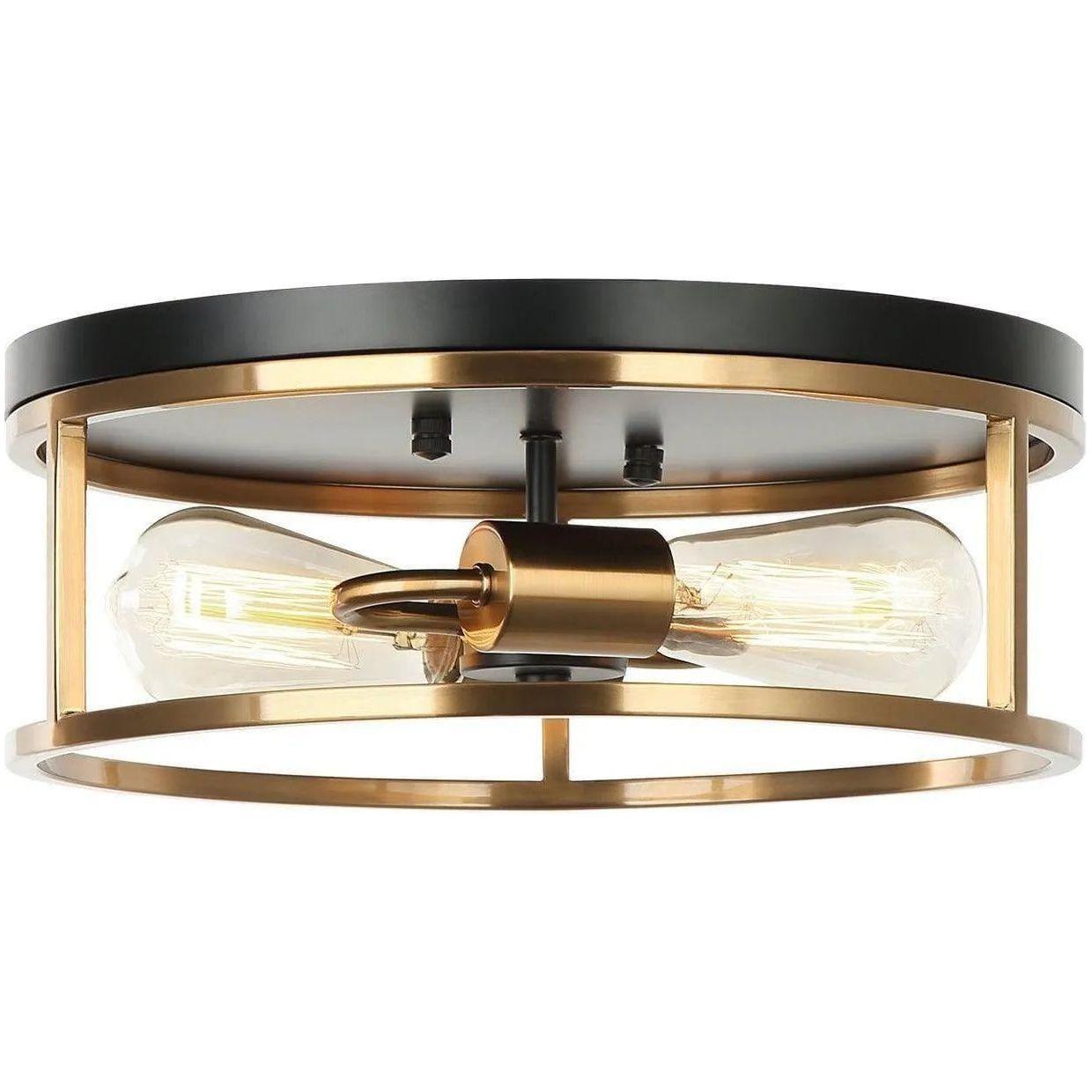 Matteo Lighting - Clarke Round Flush Mount - M15502BKAG - Canada Light Shop