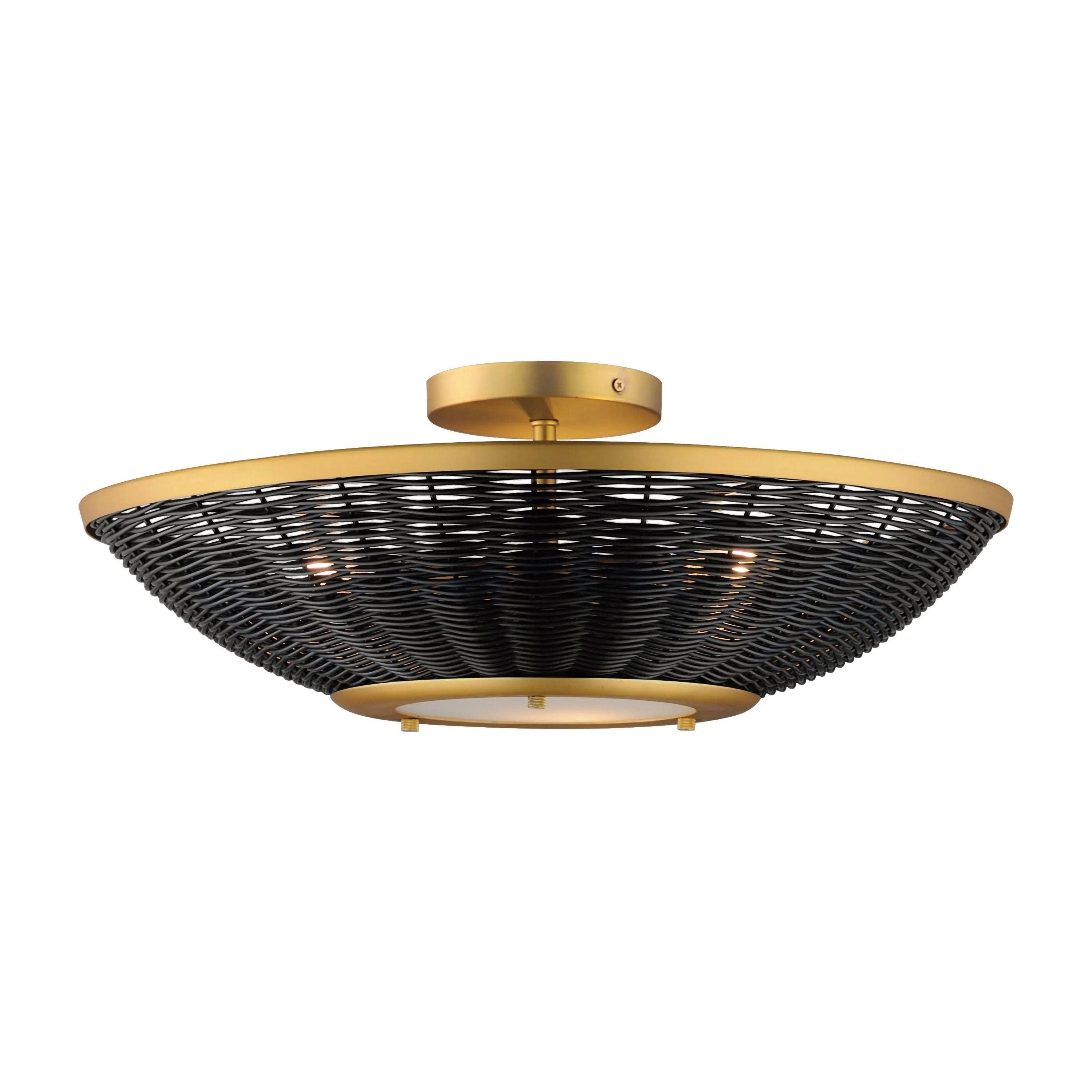 Maxim Lighting - Rattan Wall Sconce/Semi Flush Mount - 14460BRNAB - Canada Light Shop