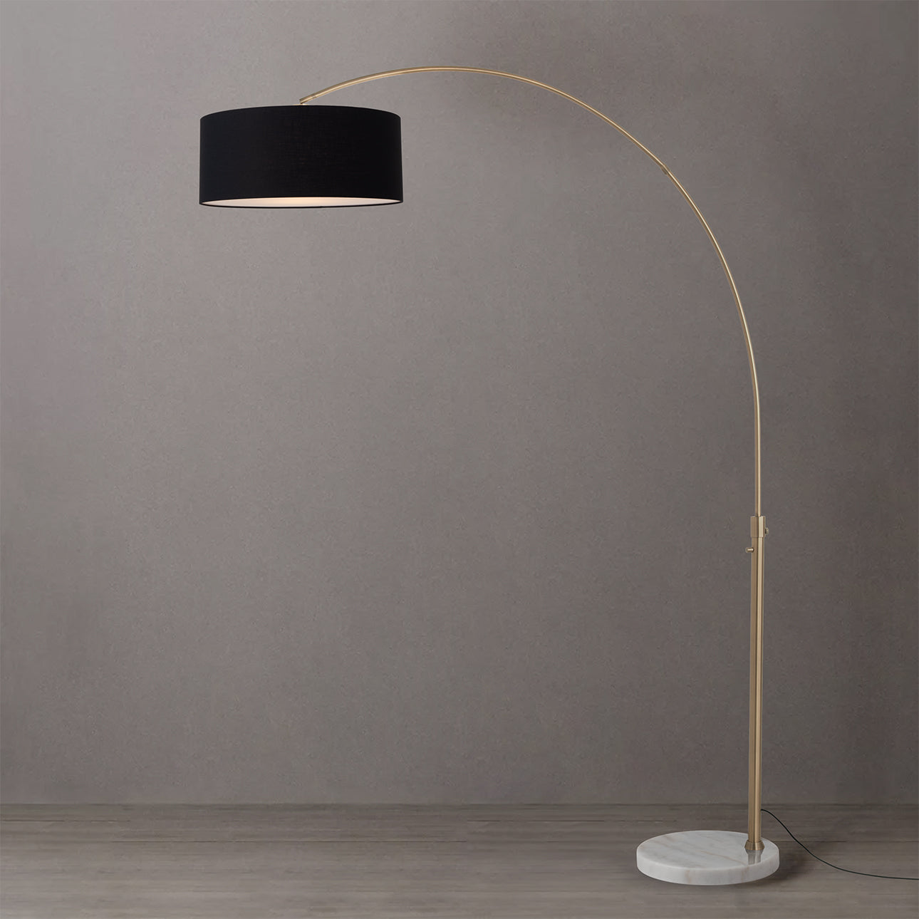 Nova of California 2110821BK Float 1-Light Arc Lamp in Weathered Brass / White