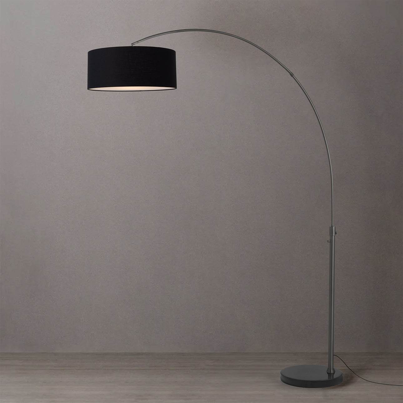 Nova of California 2110820BK Float 1-Light Arc Lamp in Black Nickel / Black