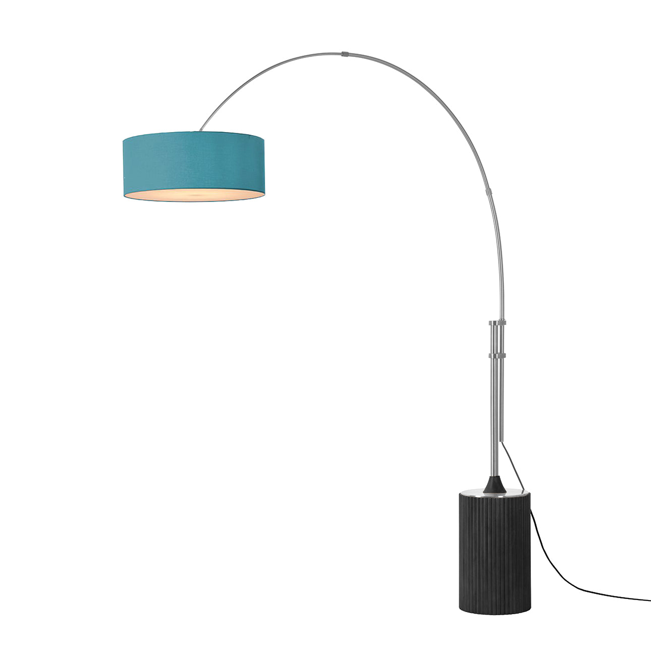 Nova of California 2110834BL Tambo Stretch 1-Light Arc Lamp in Satin Nickel / Black Oak
