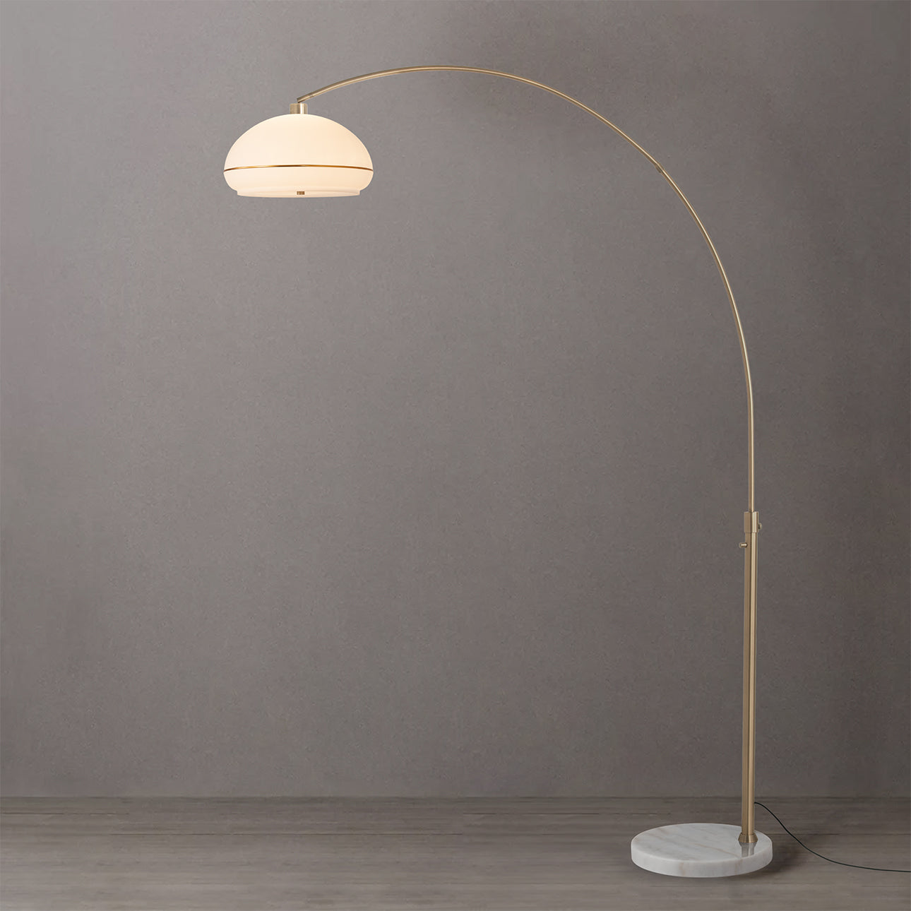 Nova of California 2115821WB Simple Morelli Arc Lamp in Weathered Brass Lucite / White
