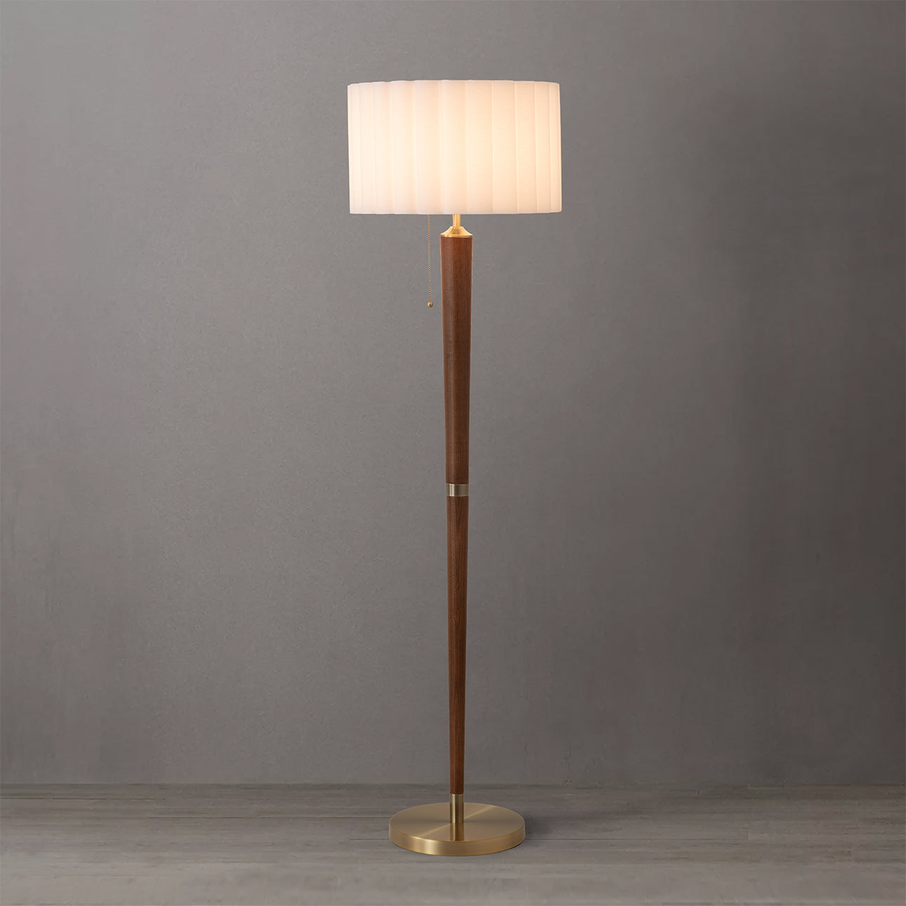 Nova of California 2011802WB Scalloped Floor Lamp in Walnut