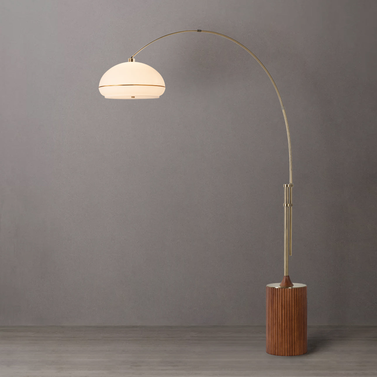 Nova of California 2115832WB Tambo Morelli Arc Lamp in Weathered Brass / Dark Walnut