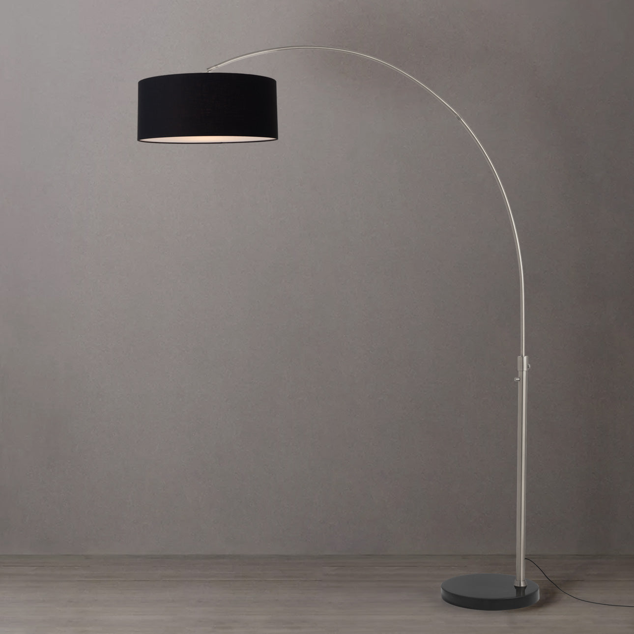Nova of California 2110819BK Float 1-Light Arc Lamp in Satin Nickel / Black